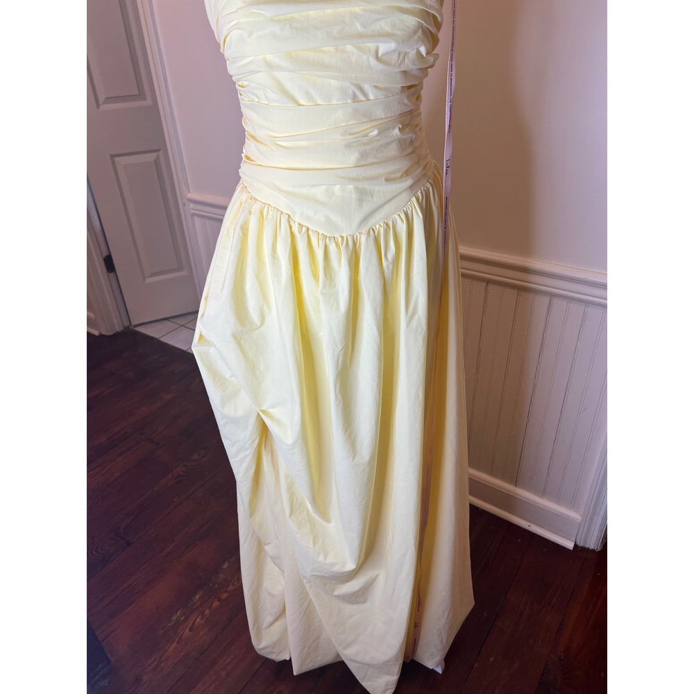 Lulu's Strapless Yellow Maxi Dress with High Slit - Picture 10 of 16